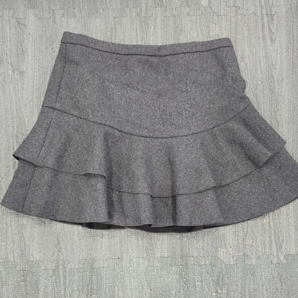 J. Crew Charcoal Wool Layered Mini Skirt Size 6 NWOT